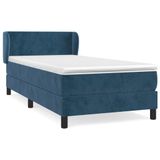 vidaXL Lit boxspring avec matelas, bleu foncé, 90x190 cm, velours