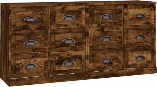 vidaXL Dressoirs 2 st bewerkt hout gerookt eikenkleurig