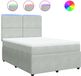 vidaXL Boxspring met matras fluweel lichtgrijs 140x190 cm