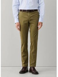 Hackett Kensington Pantalon Vert W33 x L32 Homme Coton Coupe Droite