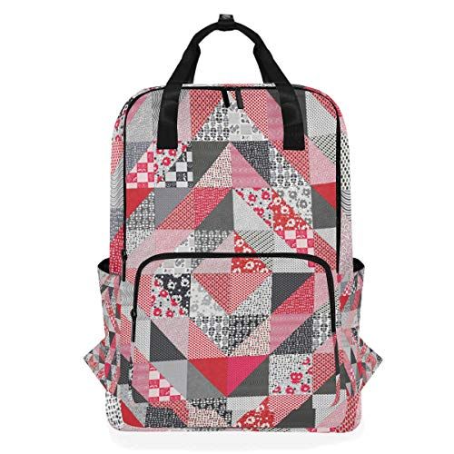 MONTOJ Travel Rugzak Bloemen Vierkante Quilt Patroon School Rugzak - 4793866826889