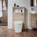 Hudson Reed WC-Ombouw 60cm met LED-Verlichting Licht Eiken - Elements Wit (Chalk) Toilet - Inbouw Reservoir met Chromen Spoelknop | Hoxton