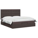 vidaXL Ottoman bed met matras, donkerbruin, 140 x 200 cm, gestoffeerd