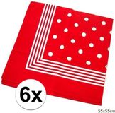 Merkloos Trendoz Boeren zakdoek - 6x - rood - met stippen - 55 x 55 cm