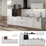Vicco Complete keukeneenheid R-Line, Wit landelijk/Goudkleurig Eiken, 340 cm goudkleurig eiken werkblad