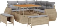 vidaXL Ensemble de banc de jardin, 8 pièces, 7 places, beige et gris clair