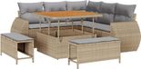 vidaXL Ensemble de banc de jardin, 8 pièces, 7 places, beige et gris clair