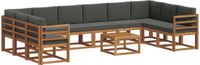 vidaXL Loungeset Bank 11-delig Acacia Hout Natuurlijk en Antraciet
