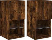 vidaXL Tv-meubelen 2 stuks LED-verlichting 30,5x30x60 cm gerookt eiken