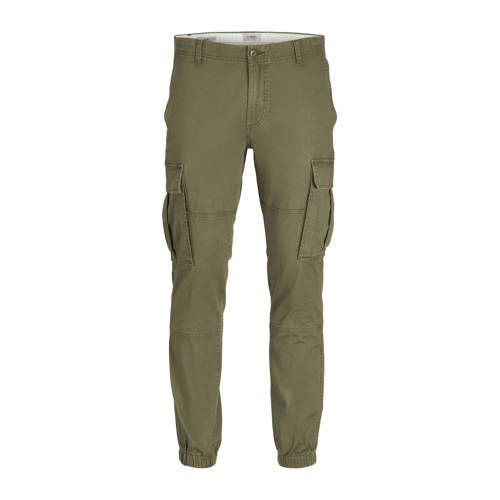 JJ REBEL Michael Slim Fit Cargo Broek - Donkergroen