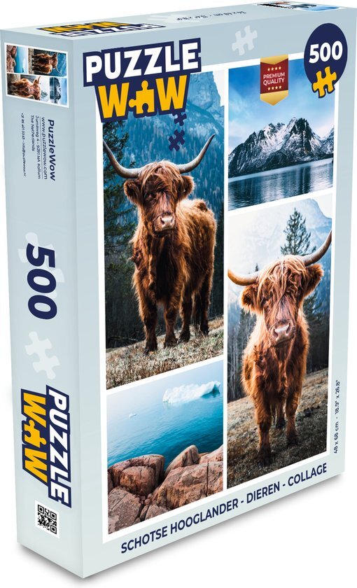 MuchoWow Puzzel Schotse hooglander - Dieren - Collage - Legpuzzel - Puzzel 500 stukjes