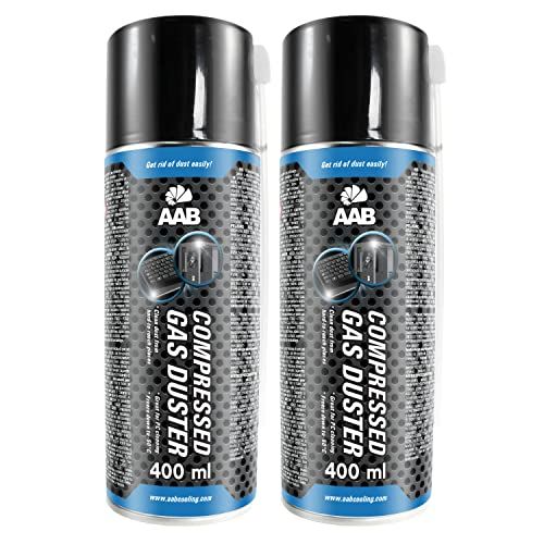 AABCOOLING 2 x AAB Compressed Gas Duster 400ml - Air Duster for Computer, Keyboard, Other Office Equipment, Air Compressor, Compressed Air for PC, Keyboard Cleaner, Aerosol, Can Computer Cleaning Kit