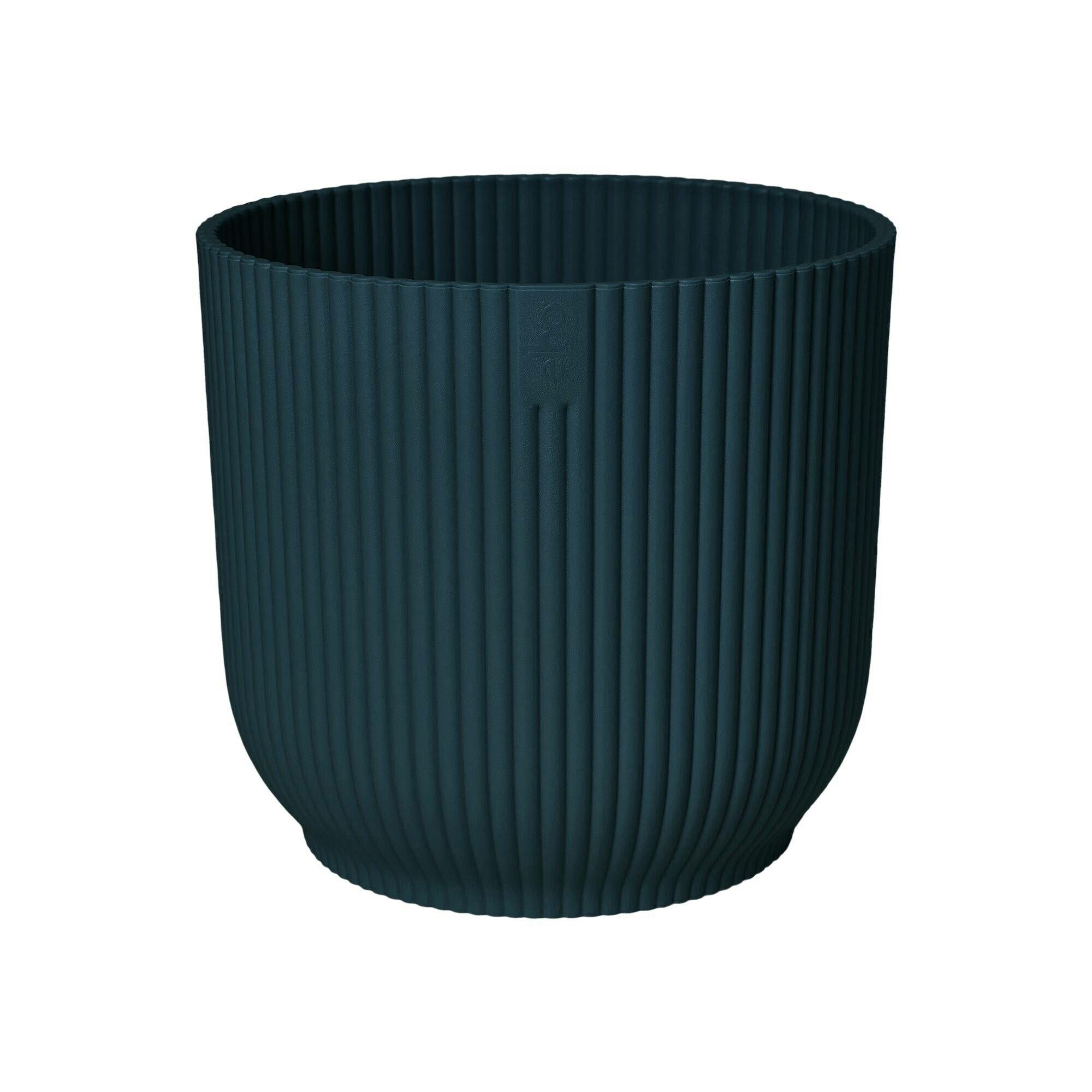 Elho Vibes Fold Rond 30 - Blue Plastic Indoor Planter - Recycled - 29.5 x 27.2 cm