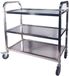 Unyqoos® chariot de service en acier inoxydable, 3 niveaux, 95x50x95 cm, roues silencieuses, 2 roues avec frein