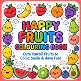 Happy Fruits Colouring Book: Cute Kawaii fruits to Color, Smile & Have Fun