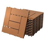 ECD Germany WPC Terrastegels 30x30 cm, set van 44 stuks voor 4 m², lichtbruin in houtlook, mozaïekpatroon, met drainage en kliksysteem