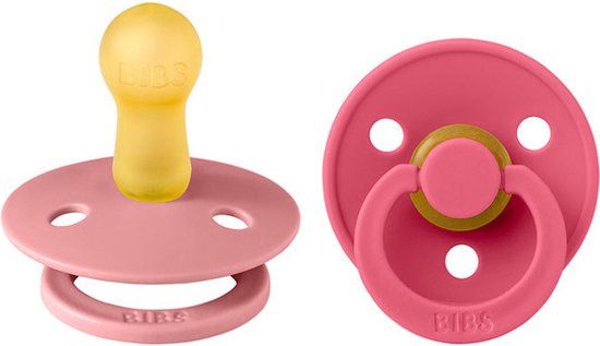 Bibs Fopspeen Round Dusty Pink / Coral Size 1 (2 stuks) - BPA-vrij