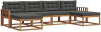 vidaXL Acacia Hout Bank Loungeset 6-Persoons Natuurlijk en Antraciet