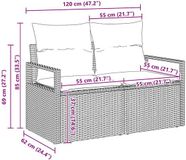 vidaXL Tuinbank Set 3-delig Bruin en wit Polyrattan