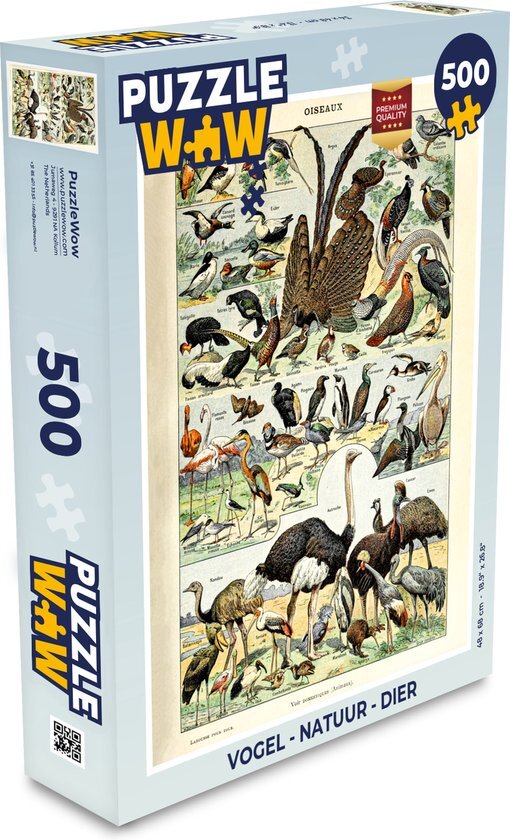 MuchoWow Puzzel Vogel - Natuur - Dieren - Vintage - Kunstwerk - Legpuzzel - Puzzel 500 stukjes - Sinterklaas cadeautjes - Sinterklaas voor grote kinderen