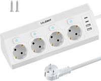 SURIGHT 8-in-1 hoekcontactdoos stekkerdoos met 4 USB - Meervoudig stopcontact van 2