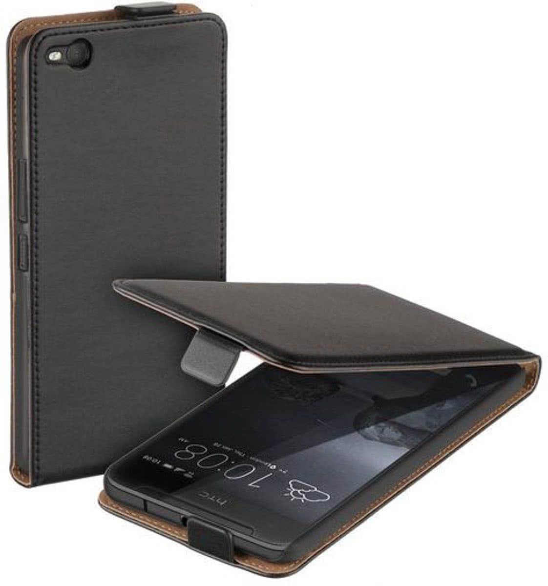 LELYCASE zwart eco leather flipcase HTC One X9 Telefoonhoesje