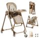 Chaise haute pour bébé - Chaise enfant multifonctionnelle - Avec position balançoire - Réglable en hauteur - Plateau amovible - Rembourré - Kaki