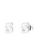 Lucardi Dames Oorknoppen met hanger letter - Oorbellen - Cadeau - Staal - Zilverkleurig