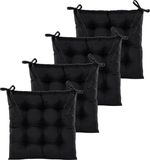 Anna's Collection Coussin de chaise matelassé - 6x - noir - 38 x 38 cm