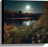 Merkloos / Sans marque Take your time Canvas - Landschap - Maan - Bloemen - Bomen - Planten - Water - 40x40 cm Foto op Canvas Schilderij (Wanddecoratie op Canvas)