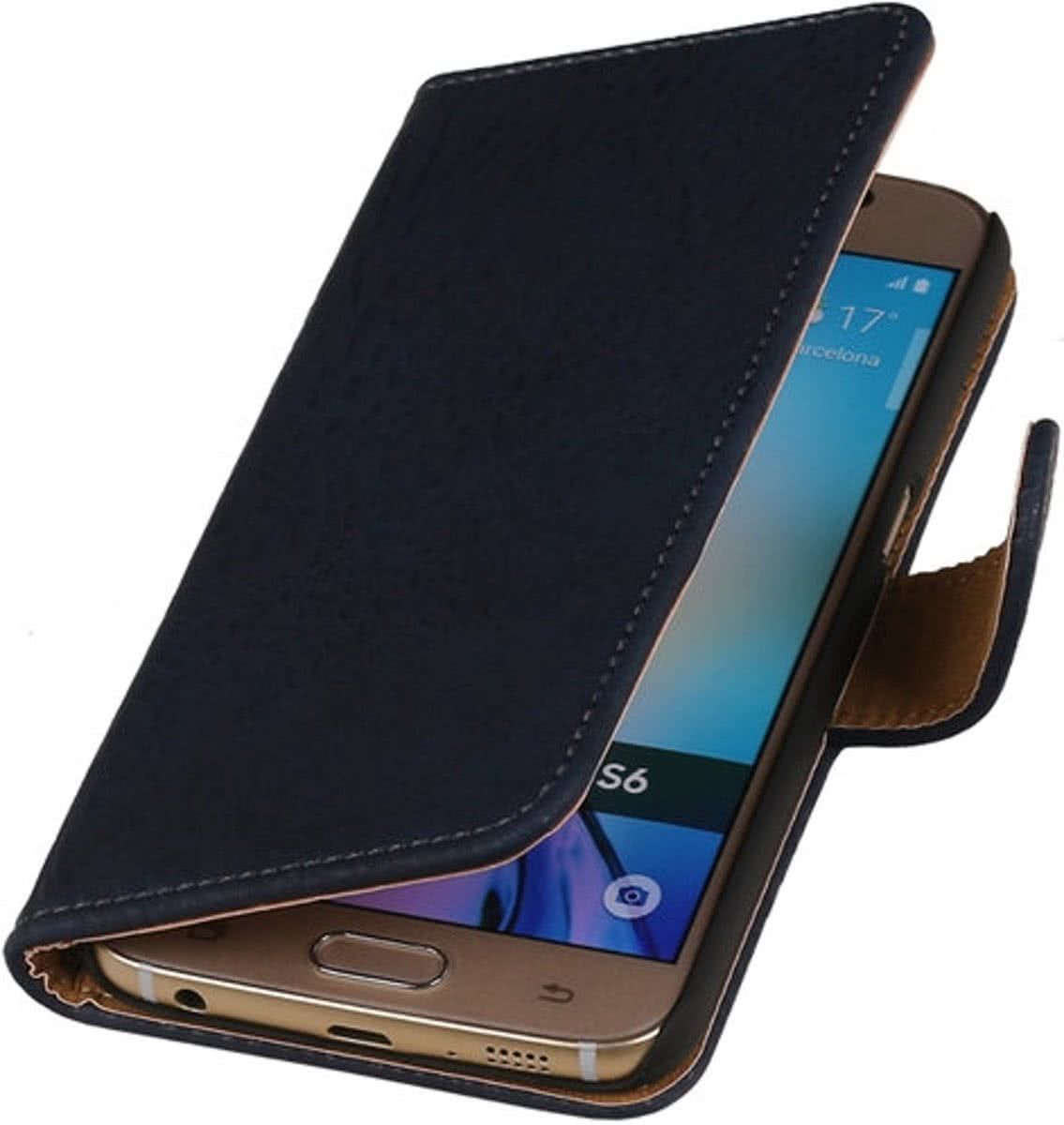 Best Cases .nl Huawei Ascend G510 Hout booktype hoesje Blauw