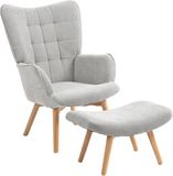 HOMCOM Fauteuil met voetenbank - Polyester - Grijs