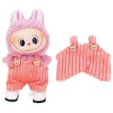 Labubu Combinaison à bretelles en forme d'ours rayé pour Mini Figure 17cm - Rose