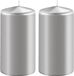 Enlightening Candles Cilinder stompkaars - 2x - zilver - D6 x H10 cm - 36 branduren