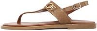 DERIMOD Suède Platte Sandalen Lichtbruin Dames Maat 38