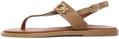 DERIMOD Suède Platte Sandalen Lichtbruin Dames Maat 38