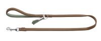 HUNTER hondenriem PORTOFINO van premiumleer, zacht en soepel, met gevoerde handlus, handgemaakt, Made in Germany, kleur: taupe/turquoise, maat: 15/110