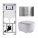 Geberit QeramiQ Dely Swirl Toiletset - 36.3x51.7cm - diepspoel - rimless - Geberit UP320 inbouwreservoir - met Burda frame - slim zitting - steel bedieningsplaat - rechtehoekige knoppen - mat wit