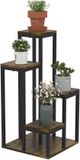 Outsunny Bloemenstandaard - 80 cm - 40x40x81 cm - Rustiek Bruin