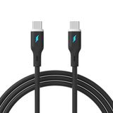 AKYGA AK-USB-67 USB C naar USB C kabel 1 m siliconen zwart 60 W Power Delivery snellaadkabel voor laptop, smartphone, tablet