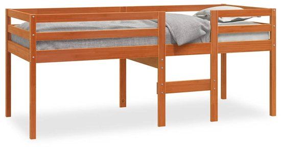 vidaXL Hoogslaper massief grenenhout wasbruin 90x200 cm