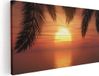 Artaza Canvas Schilderij Zonsondergang Op Het Strand Met Palmbomen - 60x30 - Canvas Print