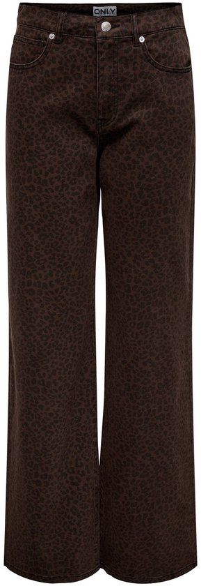 Only Madison High Waist Wide Animal Broek Dames - XXL/32 - Donkerbruin