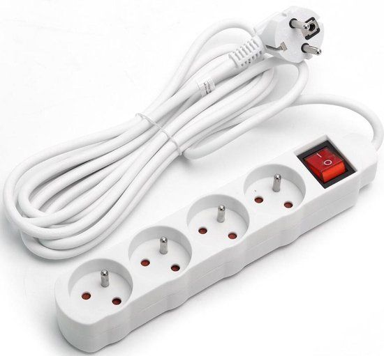 WAudio HiFi Lijnfilter W-6000S, 7 Meervoudige Stopcontacten met Spanningsmeter, Overspanningsbeveiliging en Faselicht (Zilver