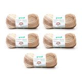 Gründl Wol Cotton Quick Batik breigaren/haakgaren (garen met kleurverloop van 100% katoen, Oeko-Tex gecertificeerd, 100 g / 260 m, naalddikte: 3-4, 5 x 100 g), natuurbruin-beige