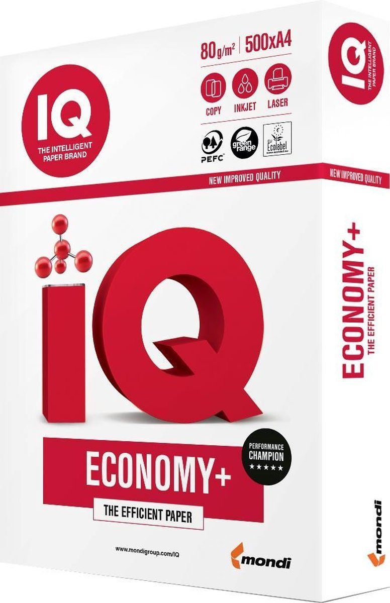 Iq Economy+ printpapier ft A3, 80 g, pak van 500 vel - wit