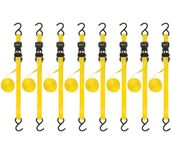 Stanley S1000 Zwart/Geel 1" x 10' Ratchet Tie Down Bandjes - Licht Cargo Vervoer (1.500lbs Break Strength), 8 Pack