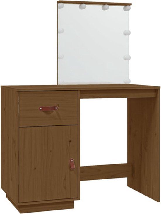 vidaXL Kaptafel met LED 95x50x133,5 cm massief grenenhout honingbruin