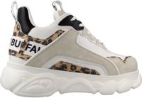 Buffalo 1636680B Lage Sneakers Dames Wit Panterprint Textiel Maat 41