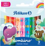 Pelikan Combino Super 411, 9 kleuren, Meerkleurig, Rond, Jongen/meisje, 9 stuk(s), Hangende doos